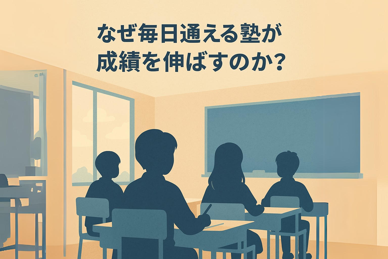 Smile Schoolの定額制システムを表すイラスト。毎日通える塾のメリットを伝えるデザイン。